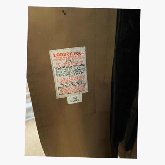 VTG London Fog Maincoat Long Tan Trench Coat 42 - Picture 6 of 7